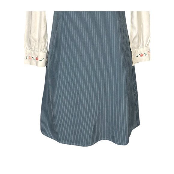 Miss Patina London Mini Dress Size Small Gray Pinstripe Kitten Collar Retro 60s - Picture 4 of 9